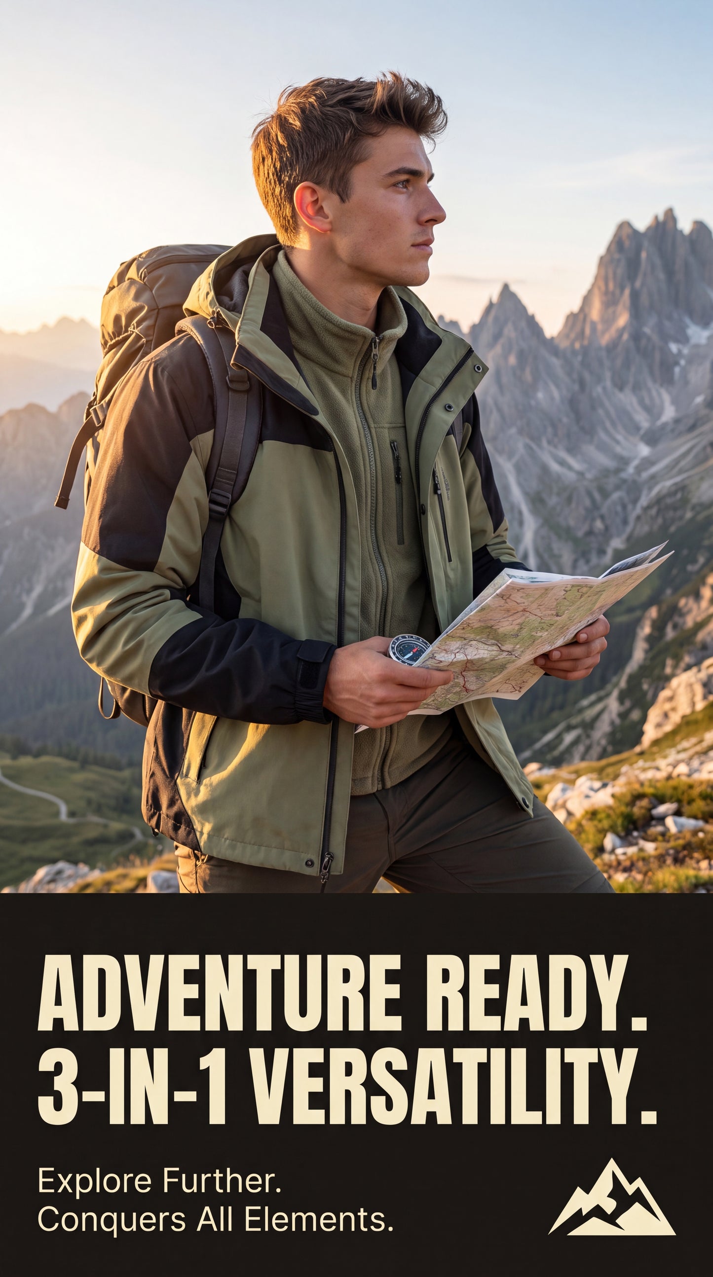All-Weather 3-in-1 Waterproof Windproof Hiking Jacket